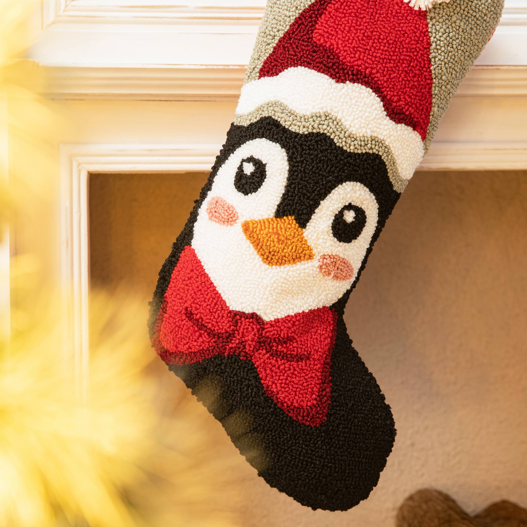 Glitzhome® 20.5" Polar Bear & Penguin Hooked Stocking Set